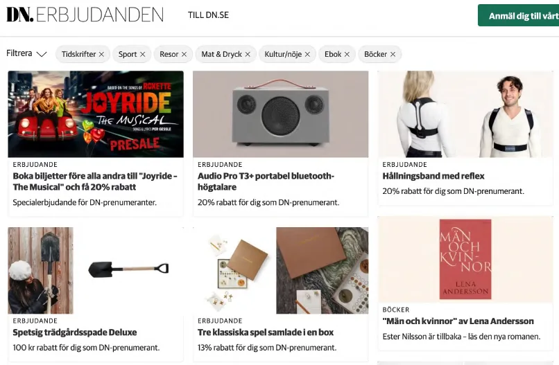 Produktmoduler i DN Erbjudanden